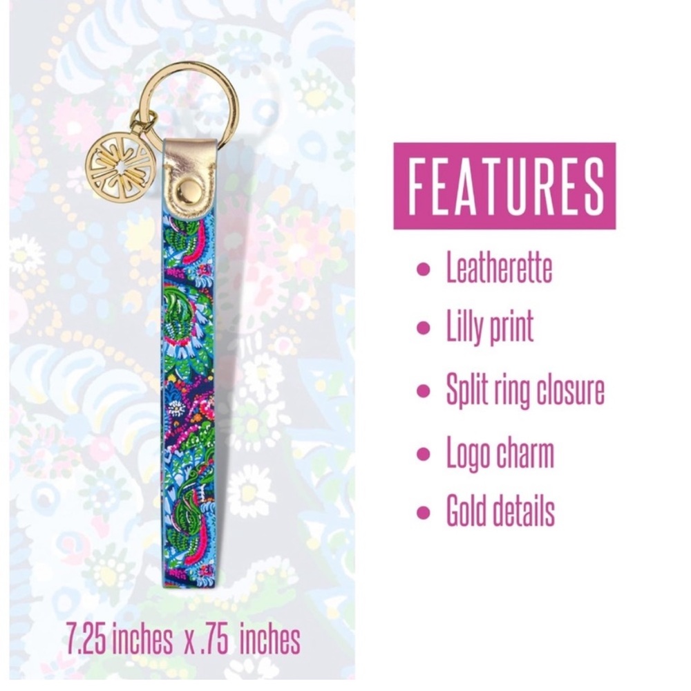 NWT Lilly Pulitzer Blue and Pink Featured in Take Me To The Sea Keychain - Picture 3 of 8
